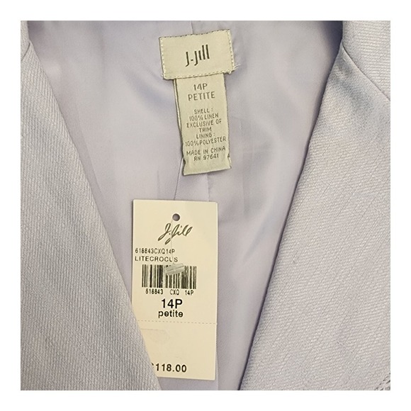 J. JILL 100% Linen Pastel Lilac Light Lined Blazer Coat Jacket‎ Top Size SZ 14 P - Picture 3 of 8